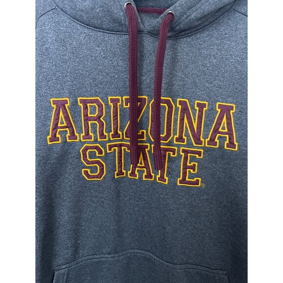 Arizona State Gray Hoodie Pullover Sweatshirt With Kangaroo Pocket & Maroon Acce - Picture 2 of 4